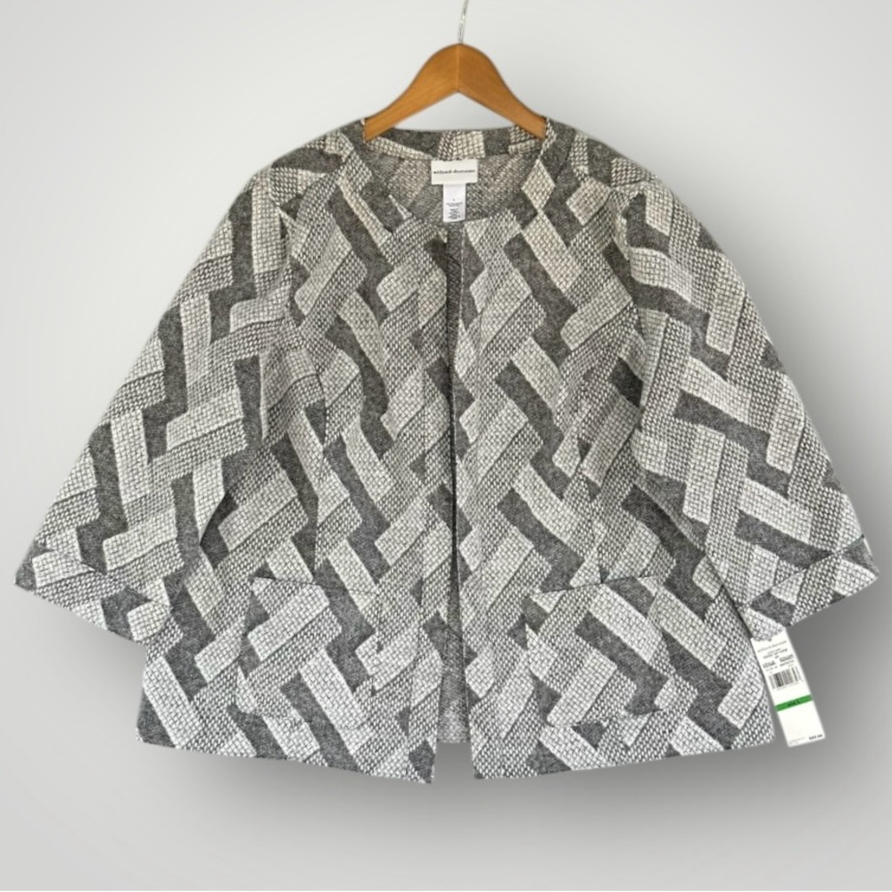 Alfred Dunner Black and White Geometric Blazer